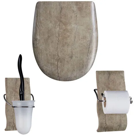 Pack Accessoires WC Set OLFA "Chêne Vielli" En Descente Manuelle 1 Pack Accessoires WC Set OLFA "Chêne Vielli" En Descente Manuelle