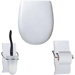 Pack Accessoires WC Set OLFA "Argent Métallisé" En Descente Manuelle