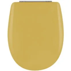 Abattant De Toilette - Bois Reticule - OLFA - Ariane Jaune Souffre Descente Assistee Declipsable - Jaune Soufre
